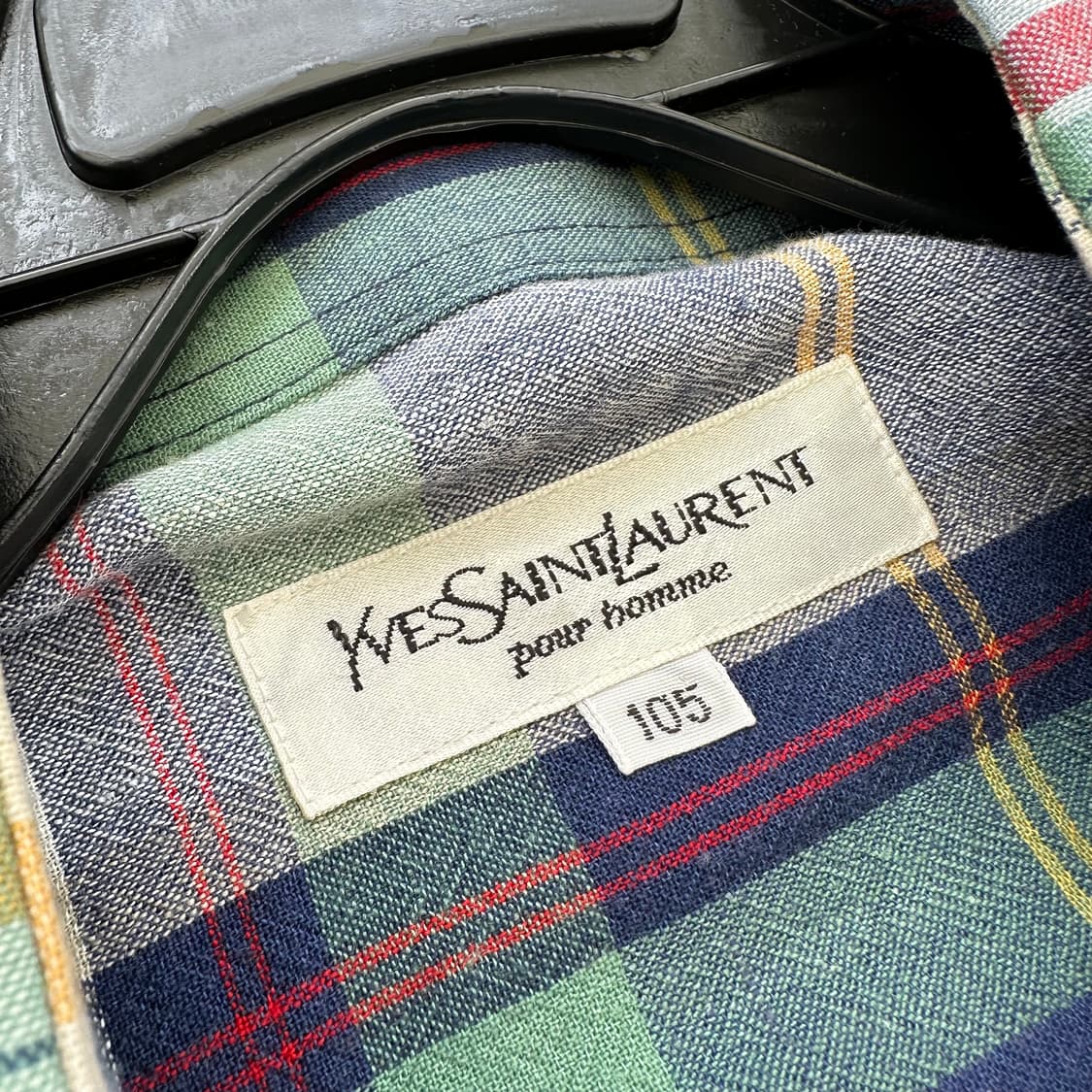 입생로랑 체크 린넨 반팔 셔츠 상품이미지5