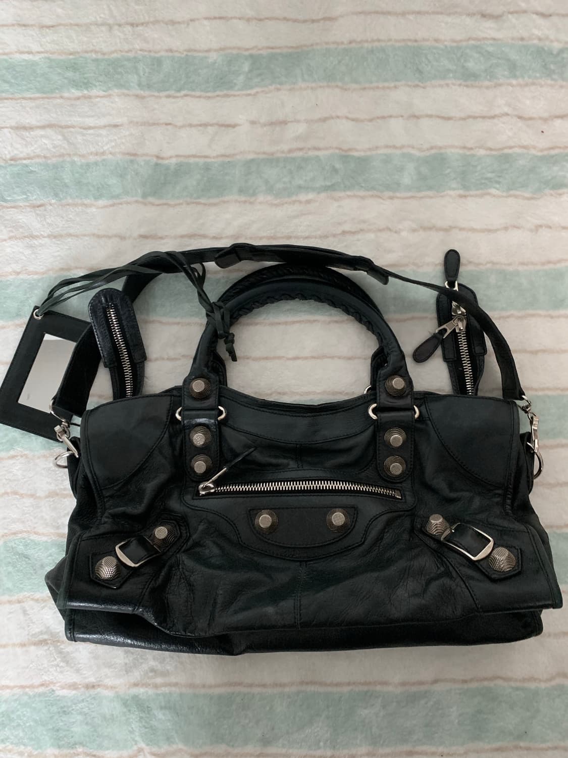 발렌시아가 라지 모터백 블랙 시티백 자이언트 은장 상품이미지2