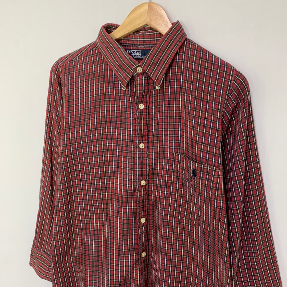 폴로 랄프로렌 블레이크 레드 체크 면 남방 긴팔 코튼 셔츠 홍콩st 상품이미지3