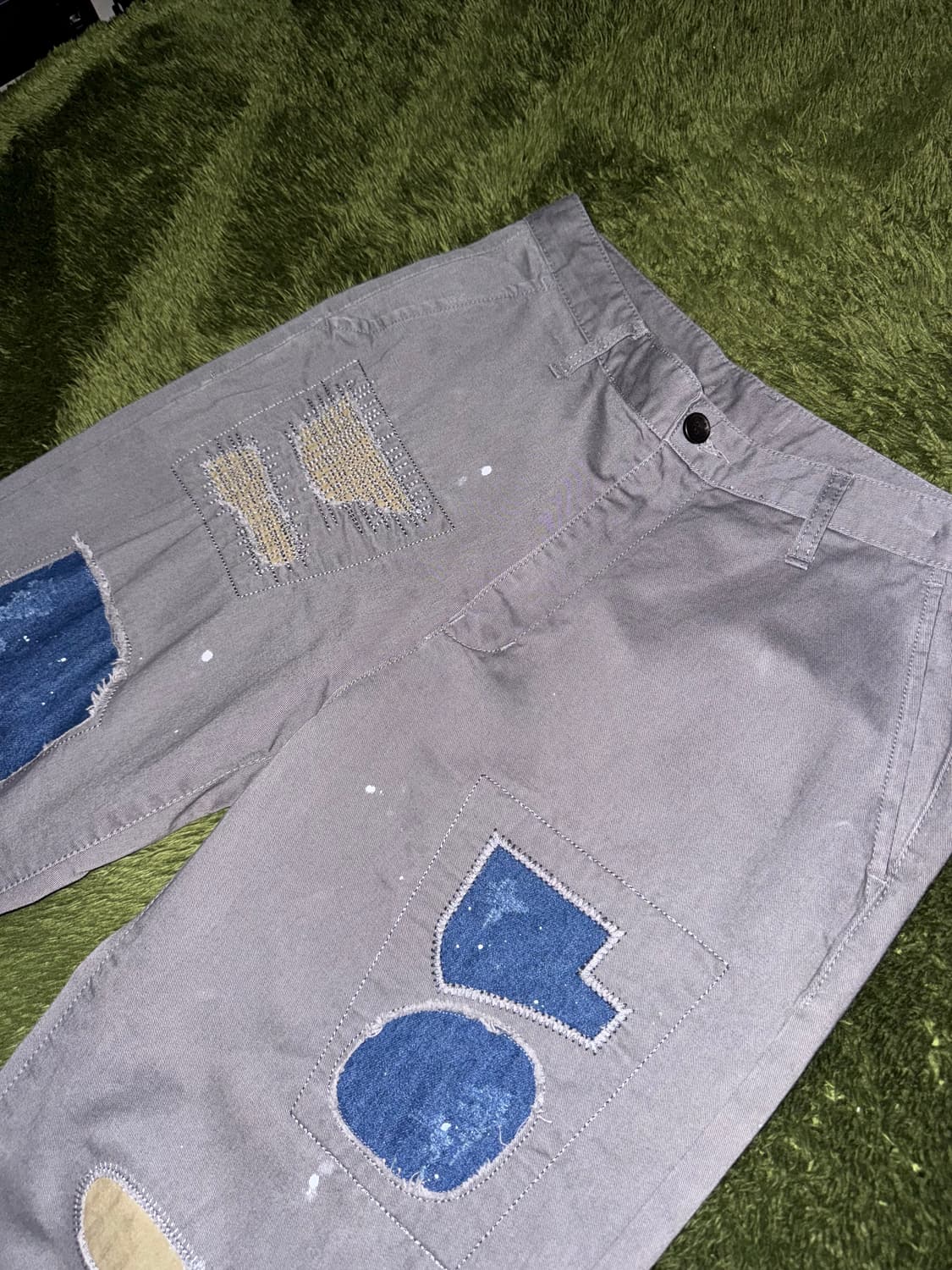 마하그리드 리페어 디테일 루즈 핏 워시드 치노 팬츠 그레이 상품이미지2