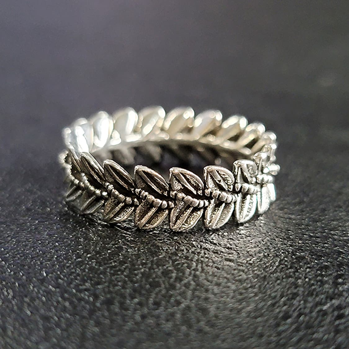 Sylvane 백동 남자 엔틱 빈티지 명품 식물 월계수 잎사귀 반지 상품이미지2