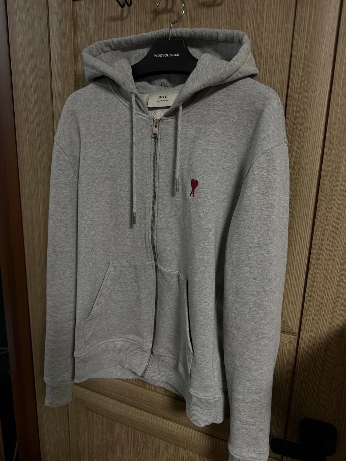 아미 24SS 스몰로고 하트 자수 후드집업 그레이 M 상품이미지2