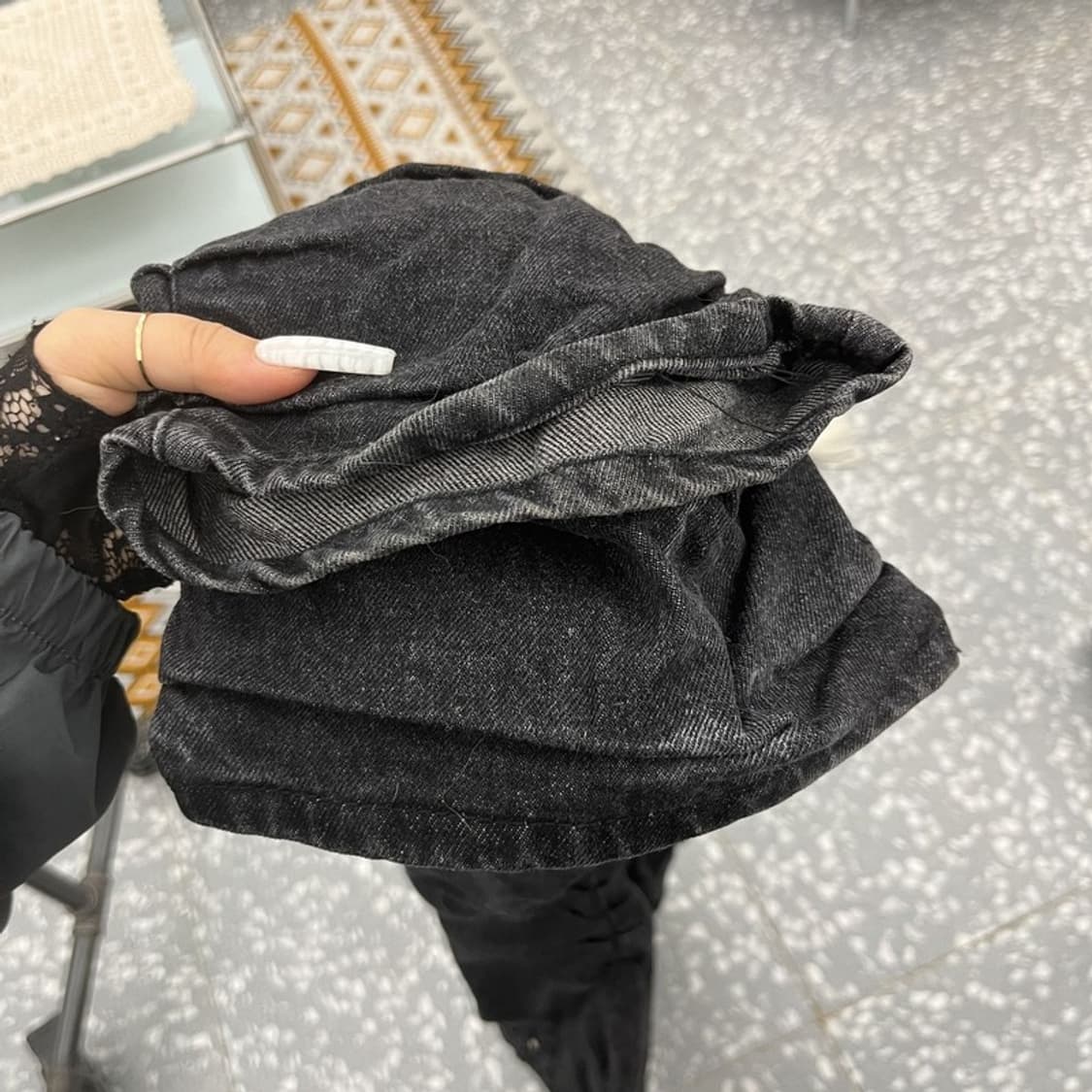 노메뉴얼 스트릿 펑크 드레이프 곱창 흑청 데님팬츠 M C10929 상품이미지7