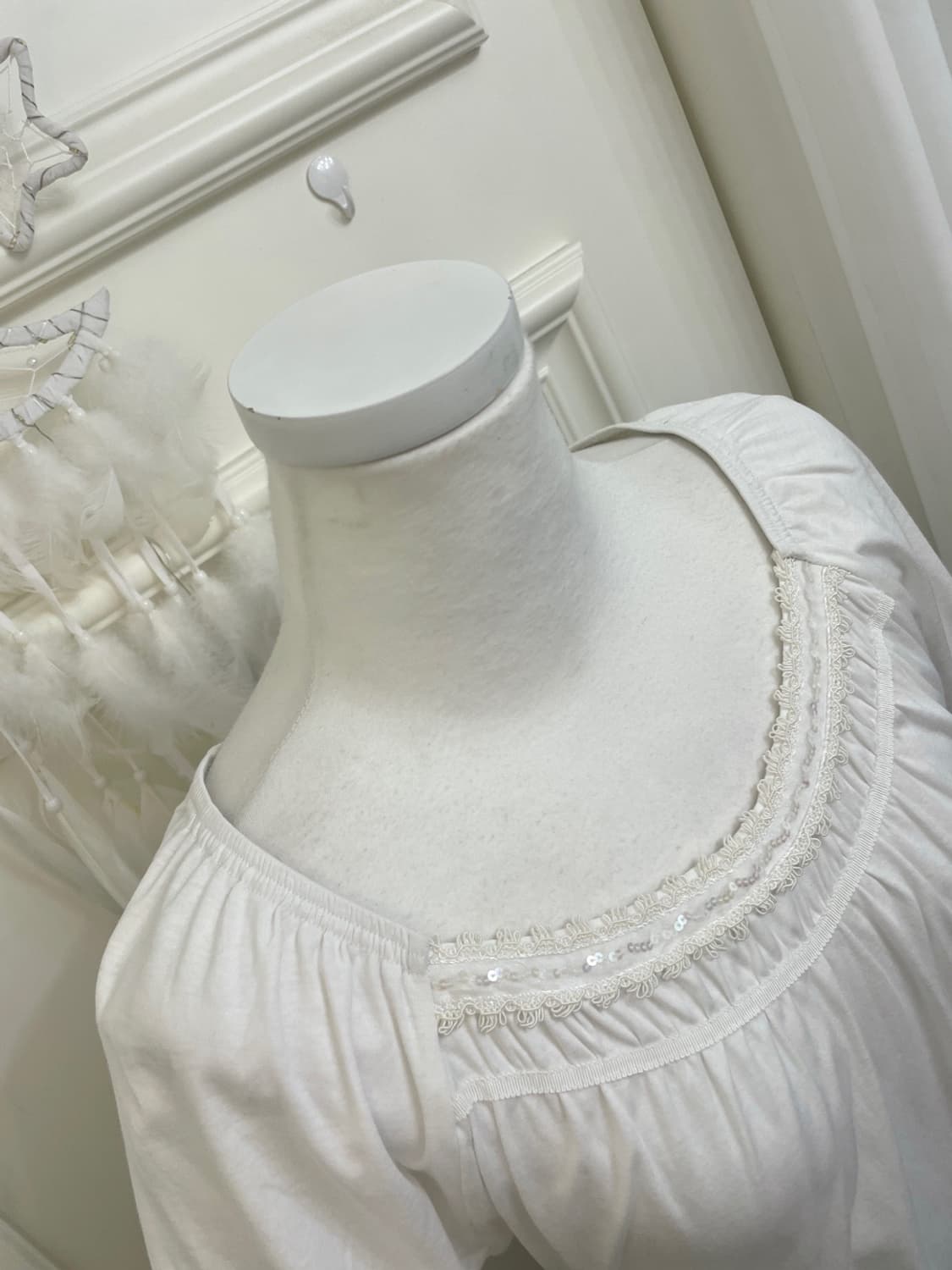 white shirring cotton half top(size-L) 상품이미지7