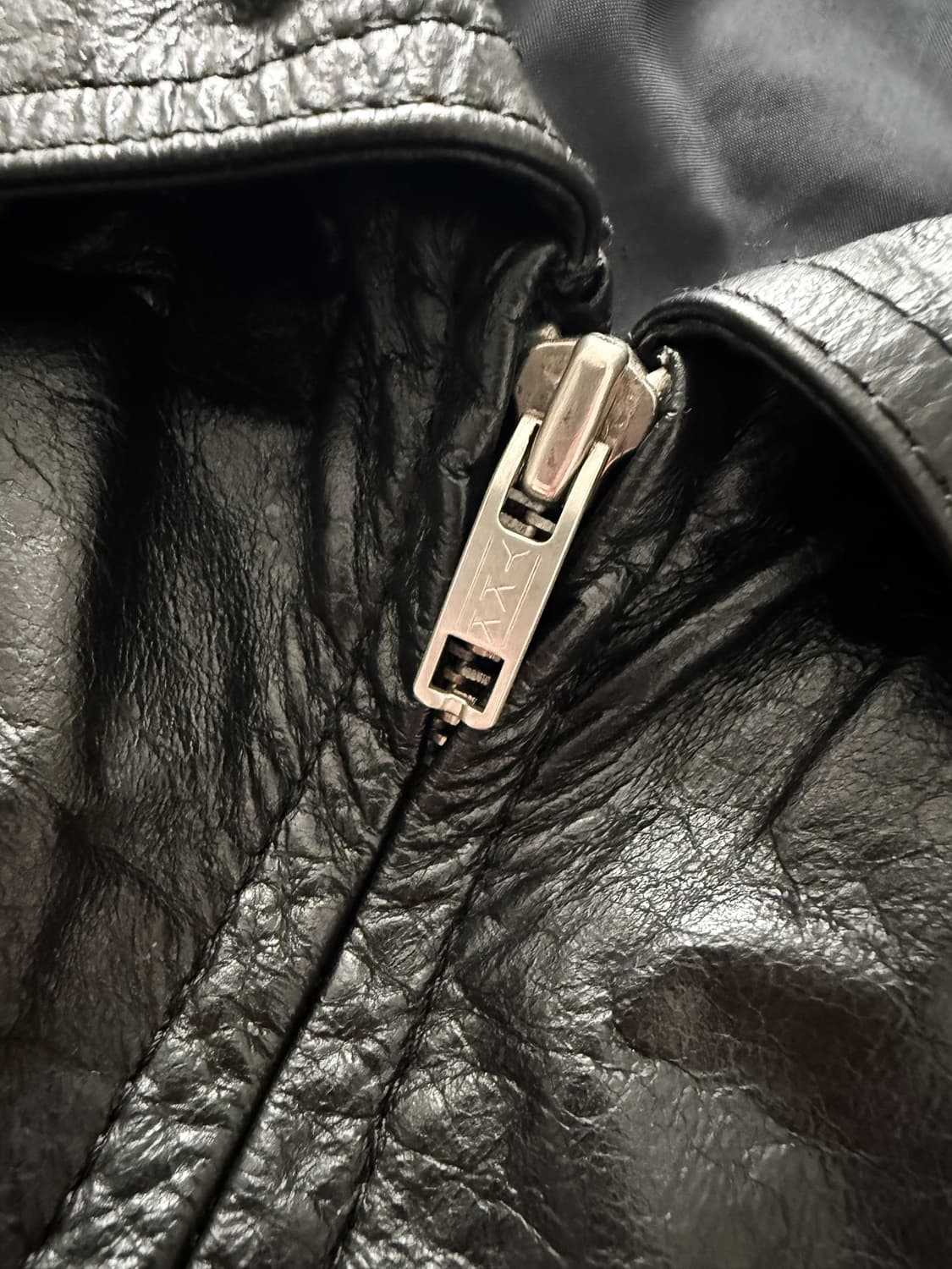 90s Vintage Genuine Leather Bomber Jacke 상품이미지4