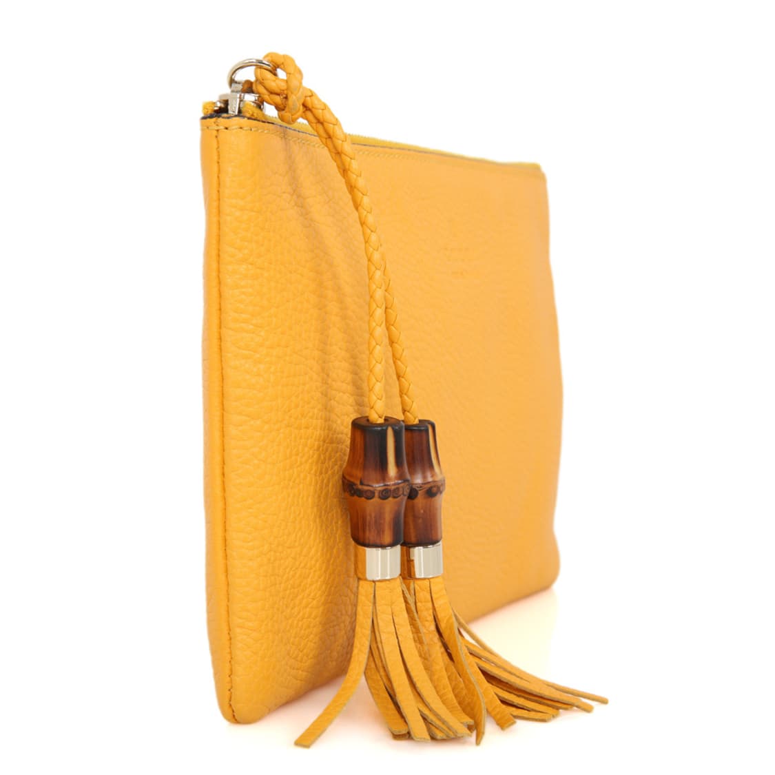 구찌 뱀부 테슬 클러치 지퍼 파우치 376854 옐로우 상품이미지9