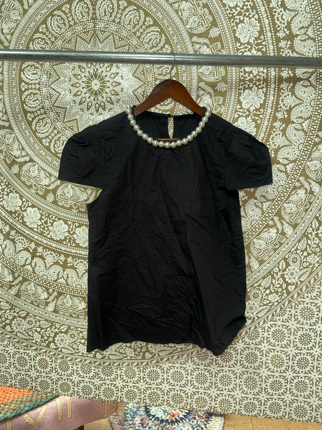 빈티지 여성 진주 디테일 반팔 셔츠  상품이미지3