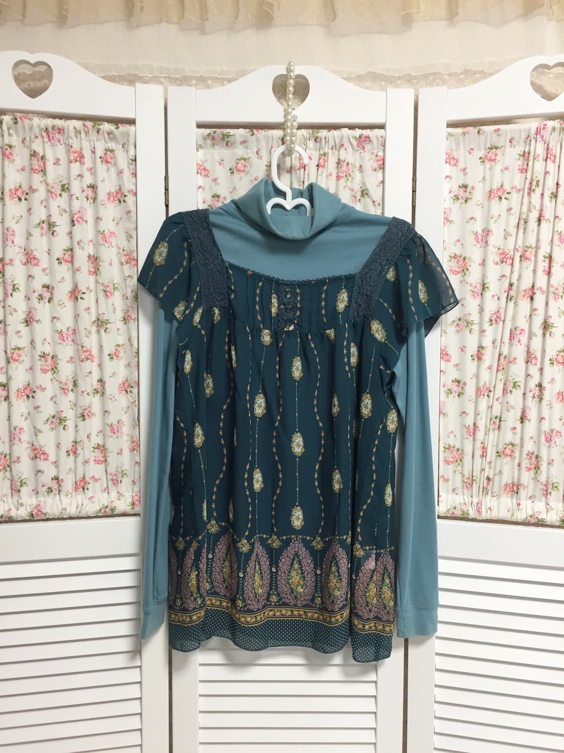 빈티지 하구미깔 민트 목폴라 슬리브 상품이미지2