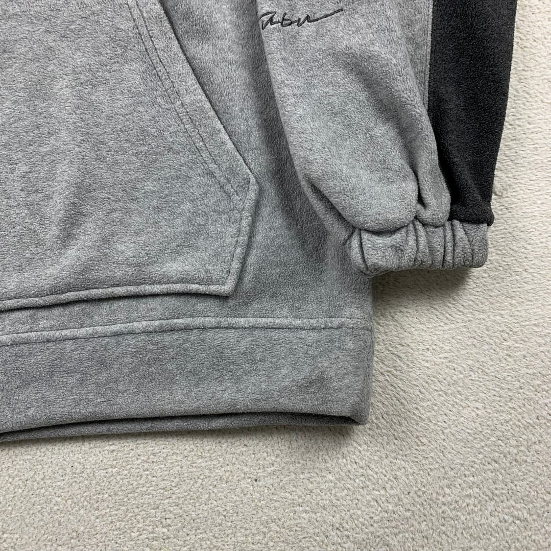 90s 올드스쿨 후부 빅로고 그레이 플리스 풀오버 후디 상품이미지6