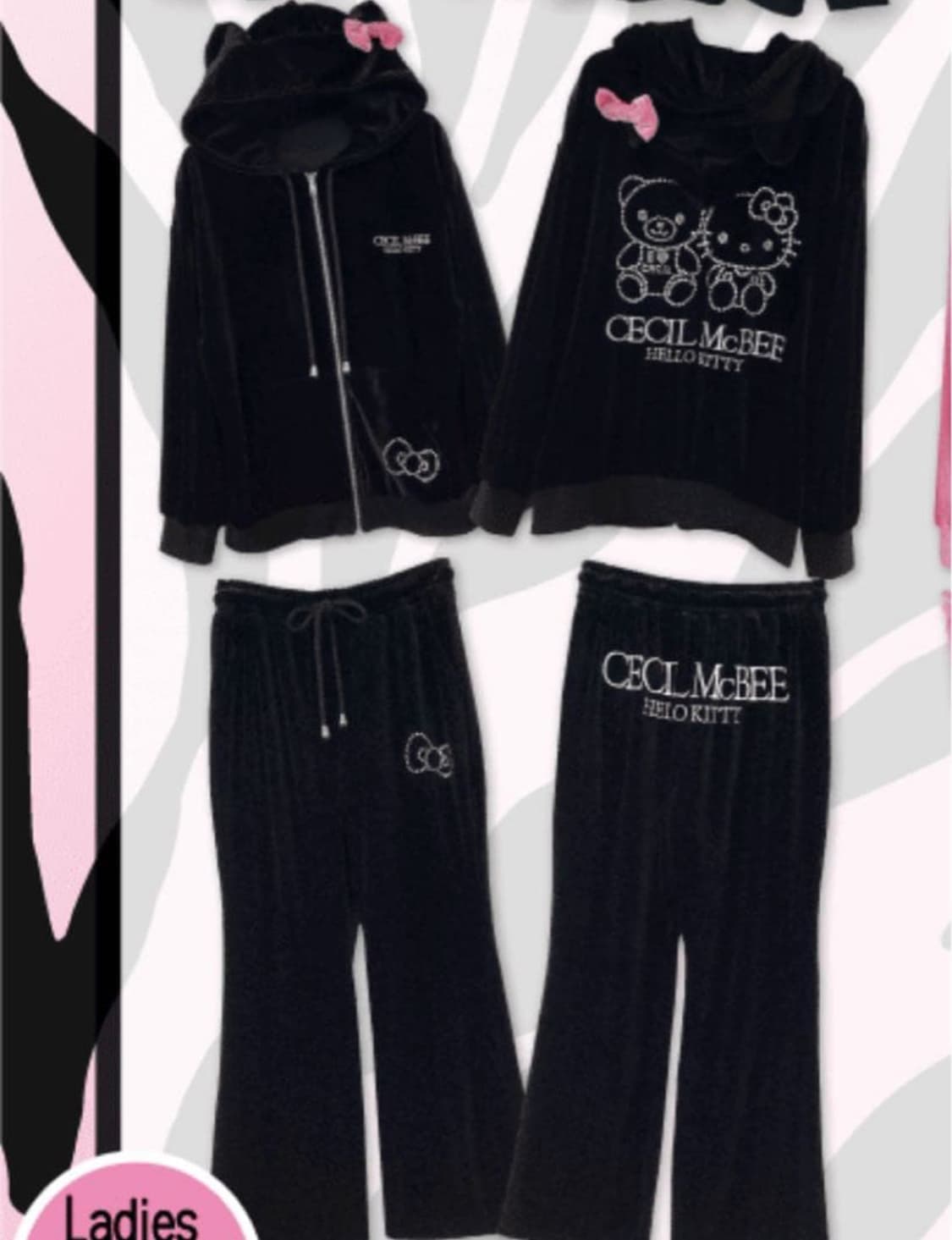 세실맥비 헬로키티 벨벳 셋업 블랙 L사이즈 상품이미지1
