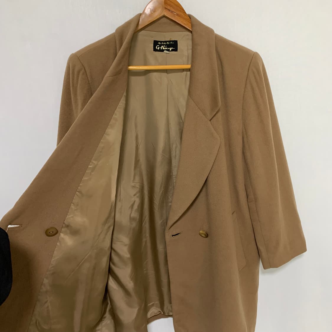 캐시미어 100% 카멜 브라운 더블 버튼 자켓 숏코트 빈티지 상품이미지5