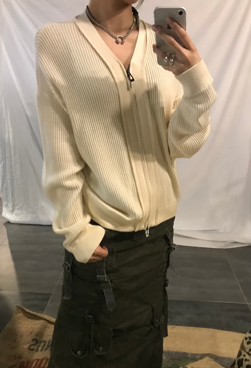 Armani White Knit Zip-up 상품이미지4