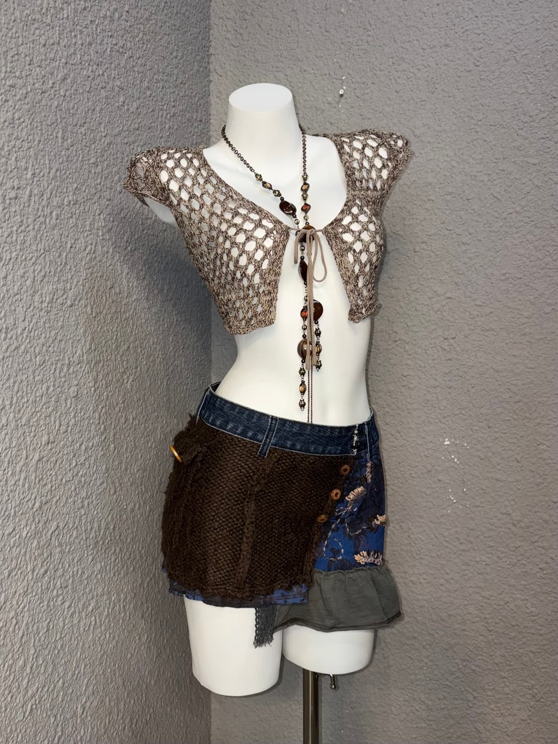 자수 데님 스커트 상품이미지1