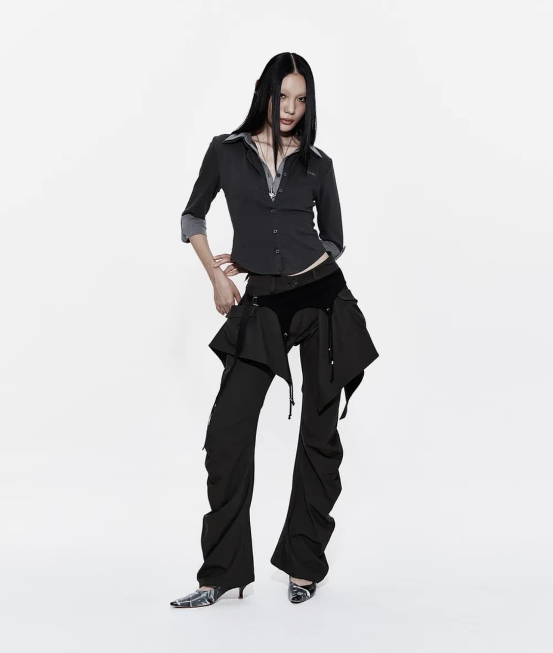 네고 가능) 카시코 Layered Strap Pants Khaki 상품이미지1