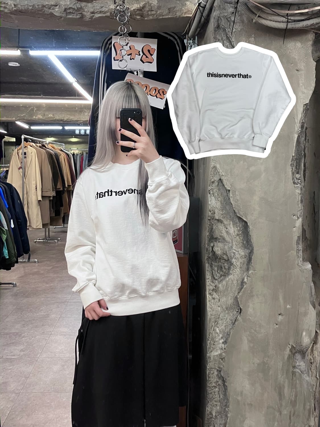 디스이즈네버댓 자수 로고 맨투맨 화이트 S #csz3447 상품이미지1