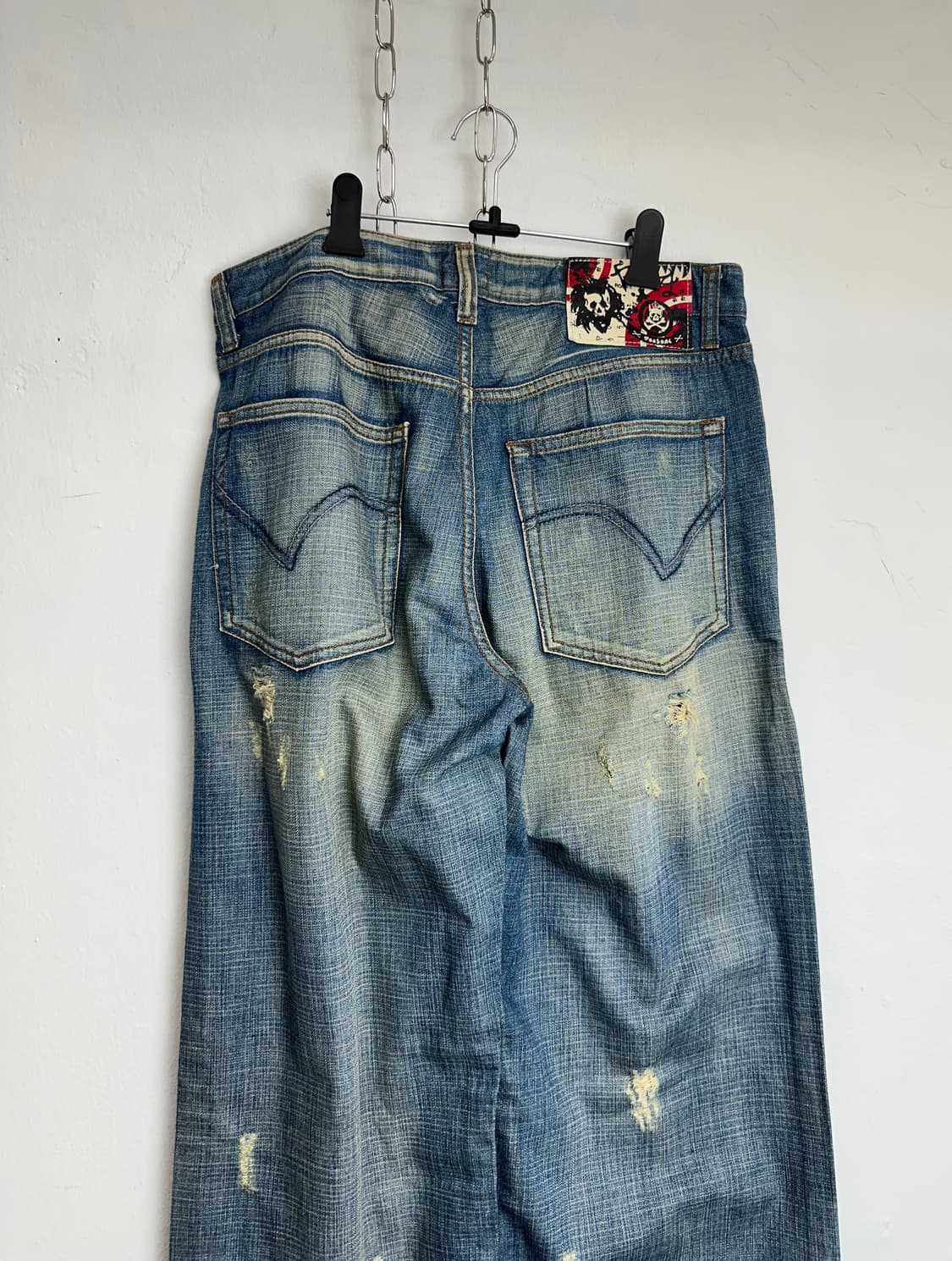 Skull Patch Low Crotch Wide Denim Pants 상품이미지8