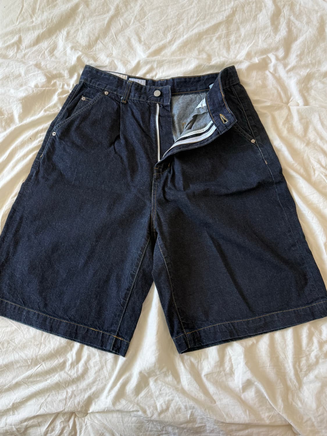 유스 하프 와이드 데님 팬츠  상품이미지1