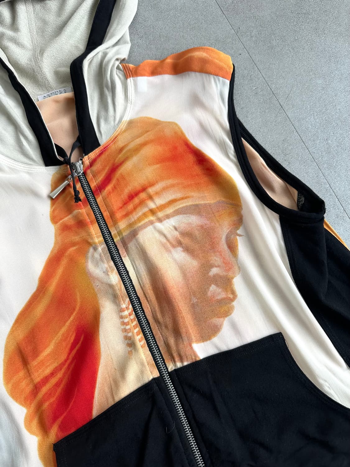 Andrea Fenzi 2000s 실크 프린트 후드 베스트 상품이미지2