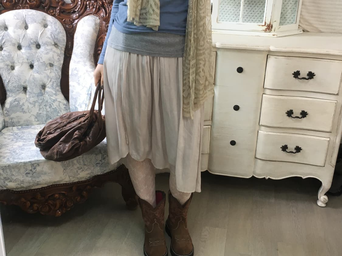 빈티지 아이보리 새틴 스커트 상품이미지1