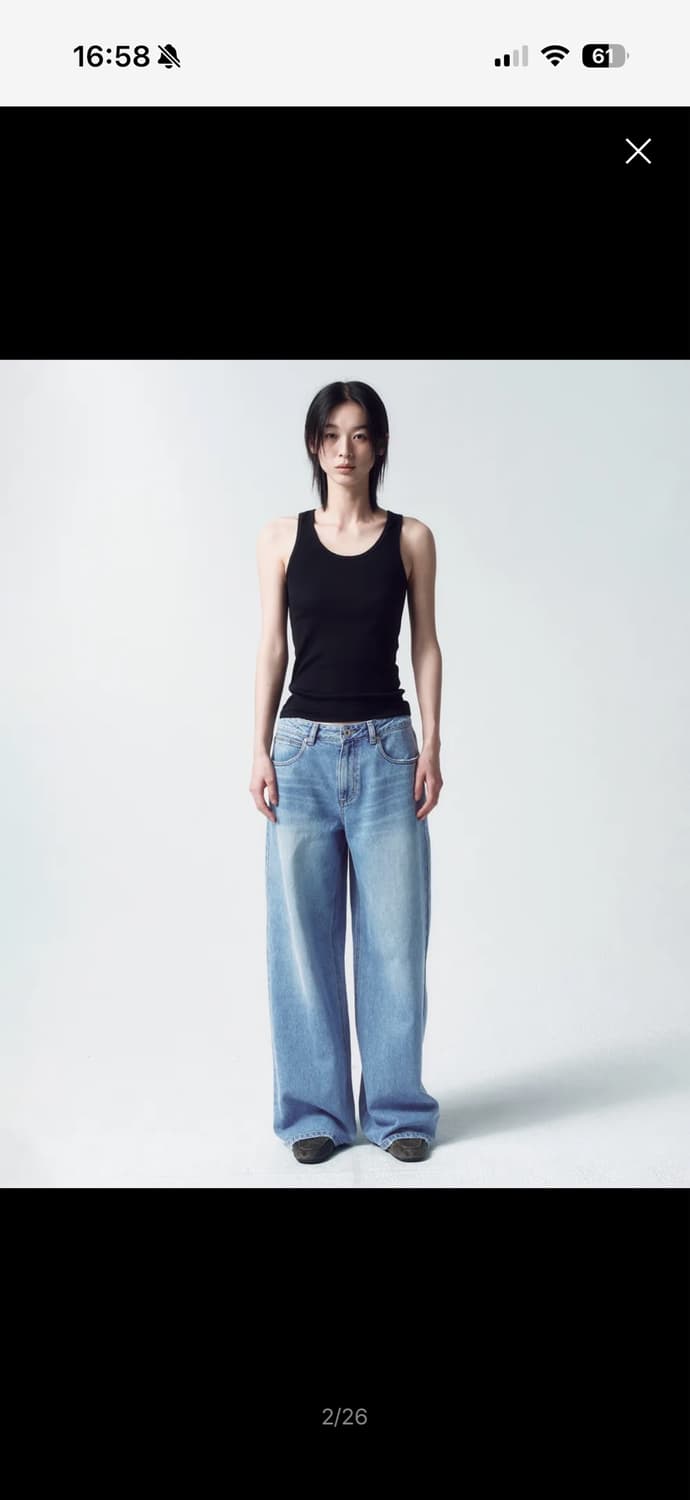 인사일런스우먼 로우 웨이스트 와이드 진 BLUE 상품이미지1