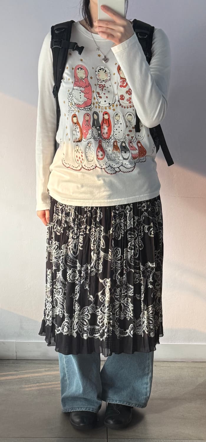 일본빈티지) 리버시블 쉬폰 스커트  상품이미지4