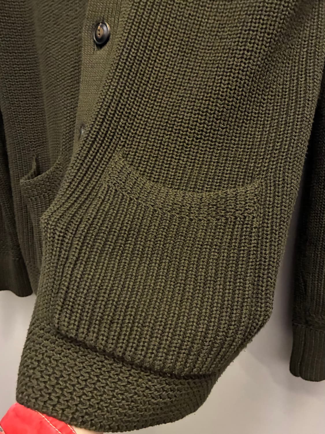 (S/100)POLO 폴로랄프로렌 코튼 숄카라 가디건 카키그린 상품이미지4