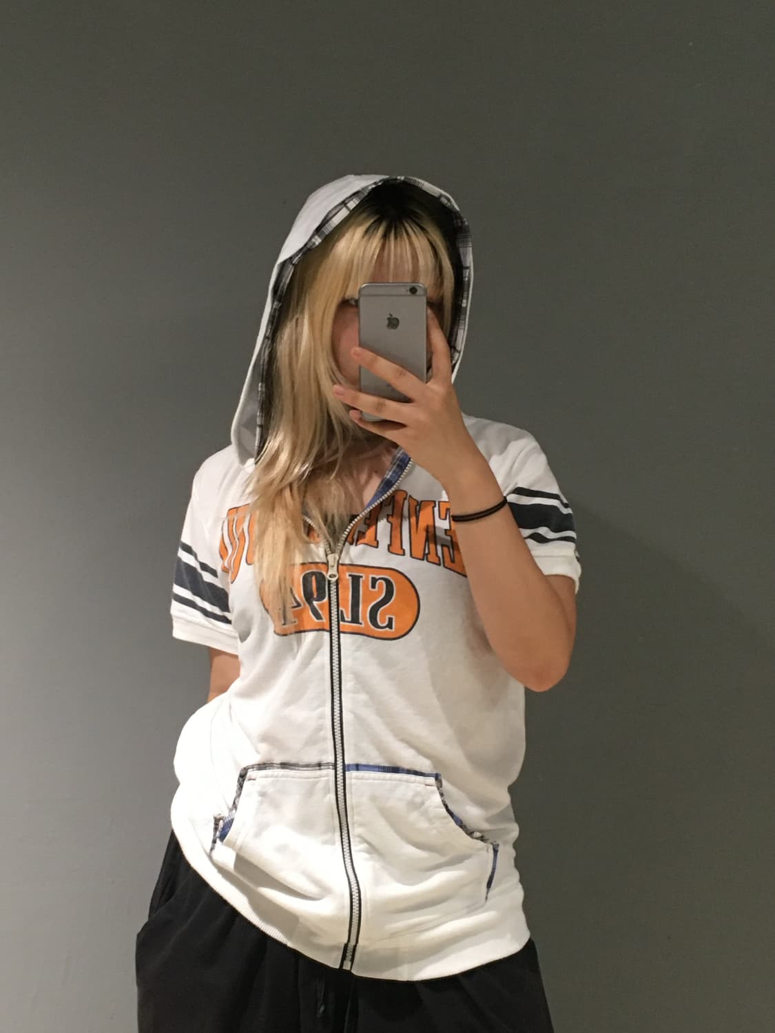 Check hood layered sporty hood zip-up 상품이미지1