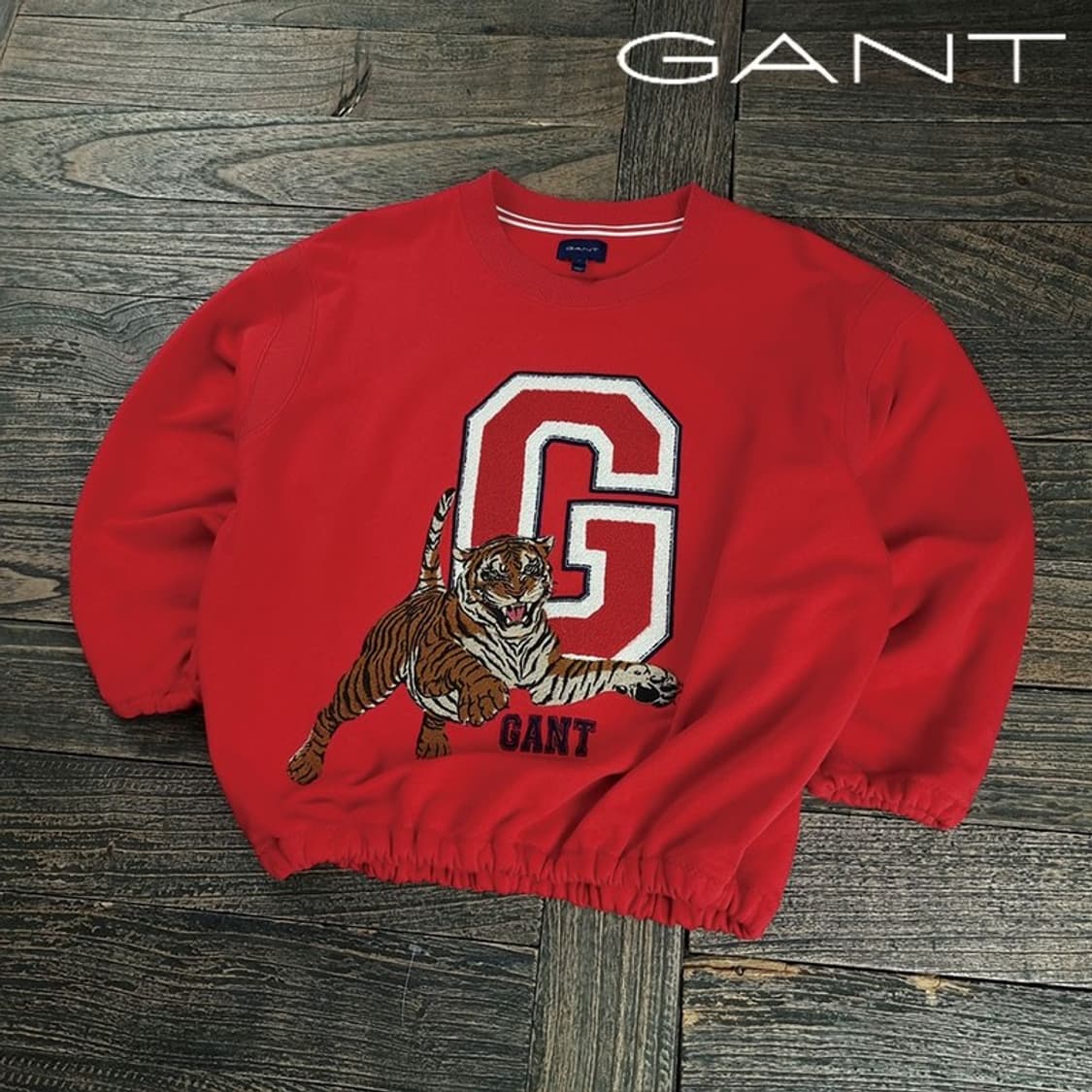 [간트] 빈티지 그래픽 자수 오버핏 크롭 맨투맨 M19261 상품이미지1