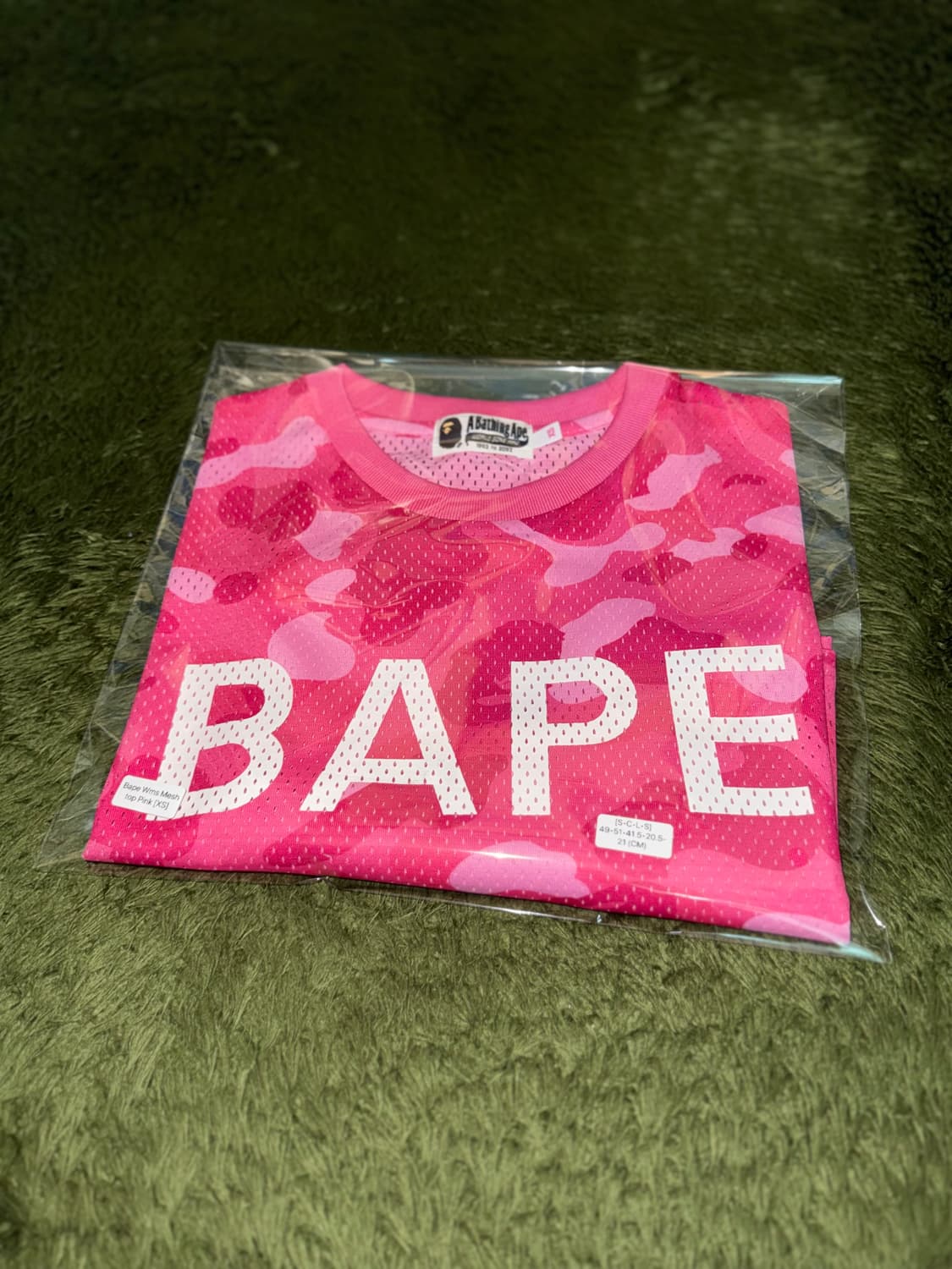 [XS] 베이프 로고 프린트 우먼즈 메쉬 탑 핑크 카모 상품이미지10