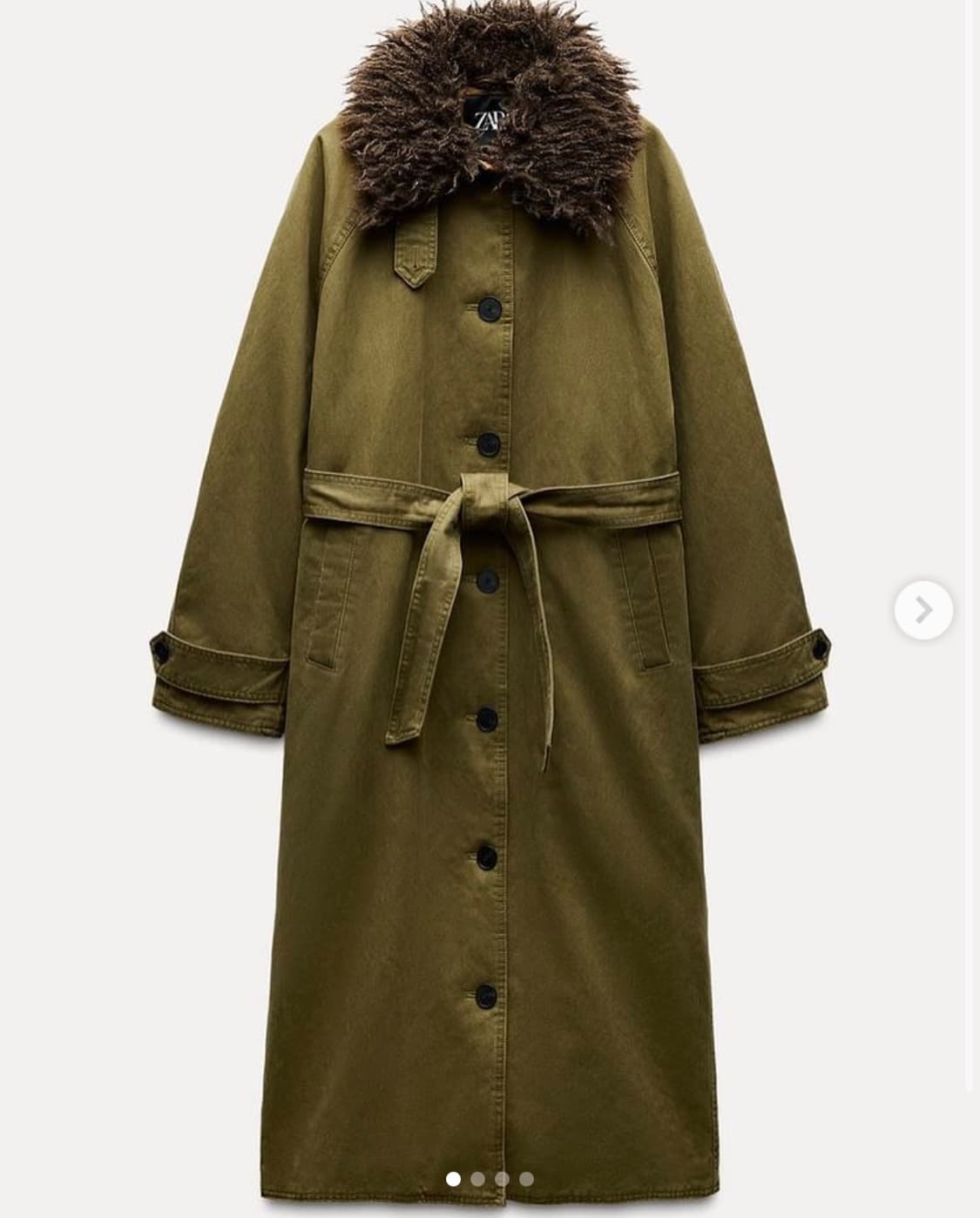 자라 페이크 퍼 칼라 왁스드 트렌치 코트 XS 상품이미지1