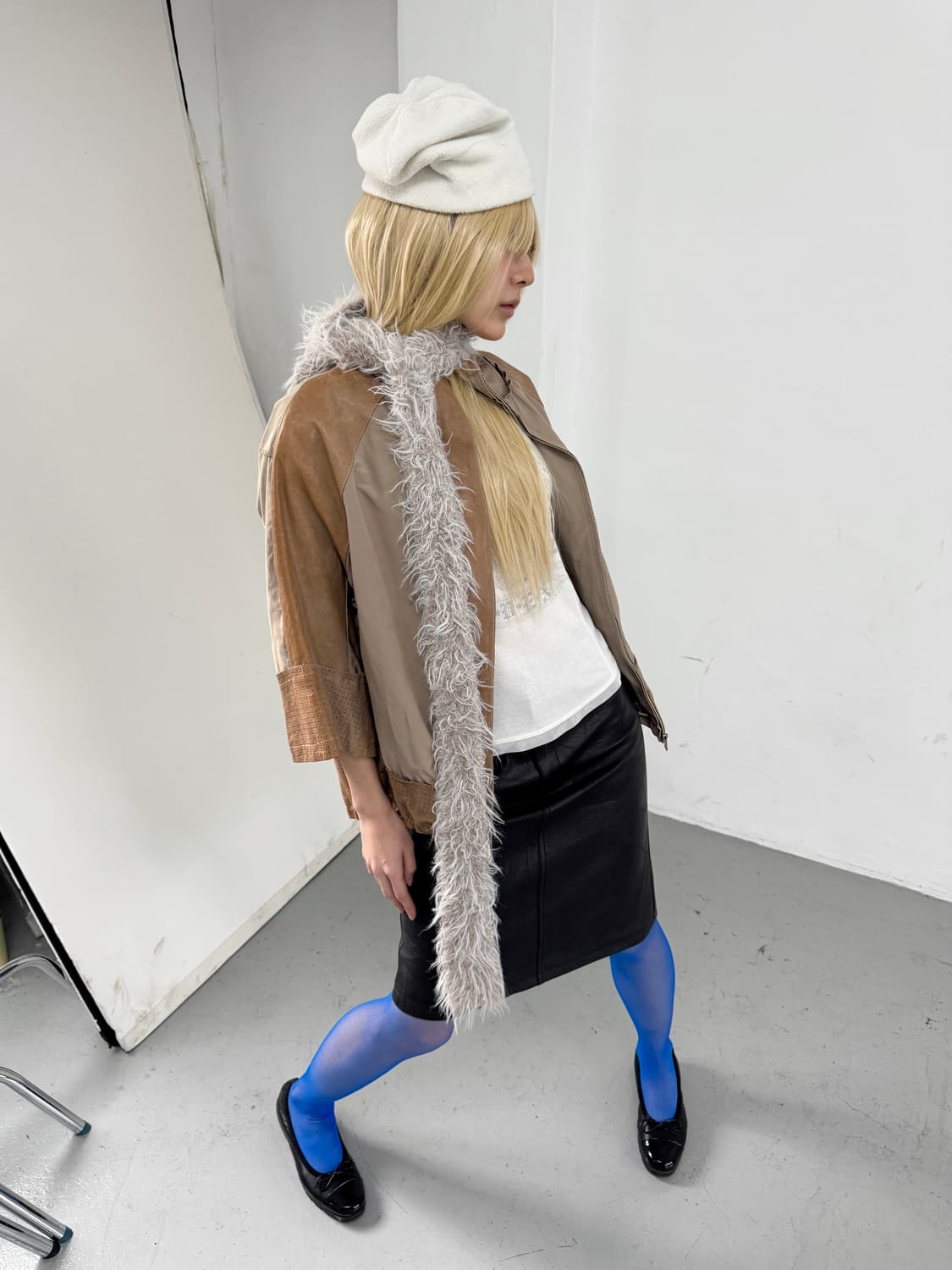 minimal leather block high-neck jacket 상품이미지3