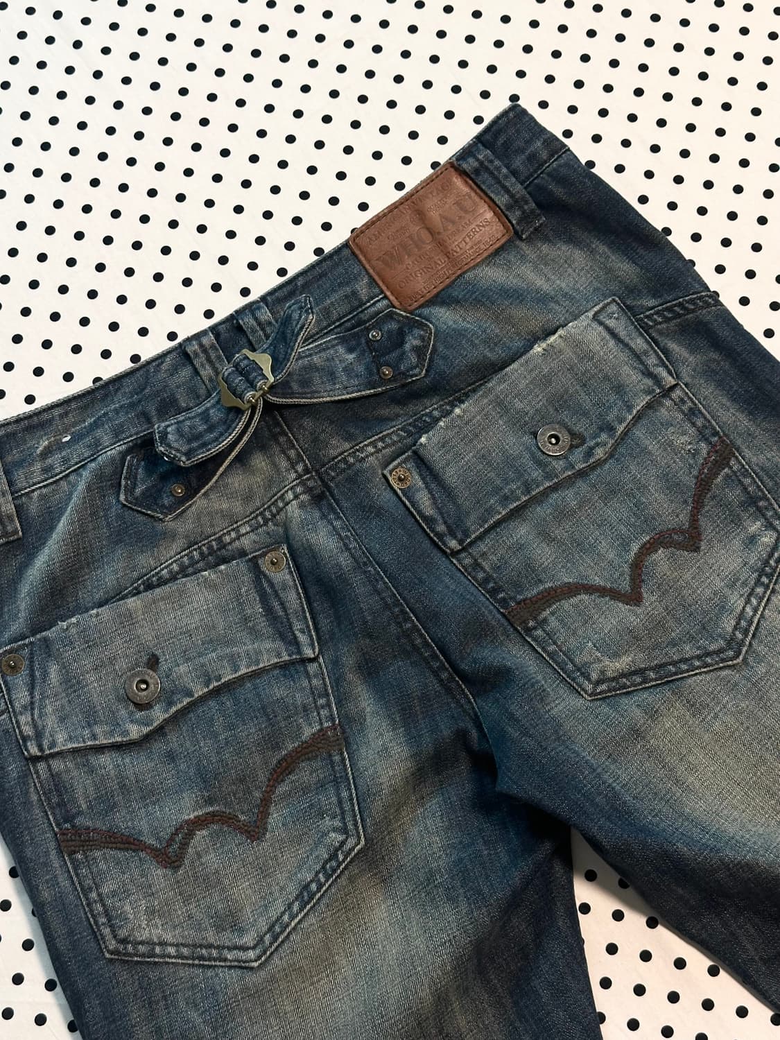 후아유 00‘s 신치백 부츠컷 데님팬츠 페인팅워싱 더티워싱 y2k 펑크 상품이미지6