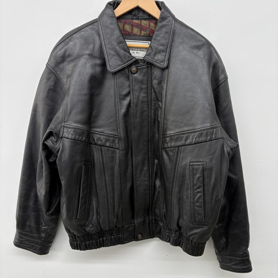 블랙 레더 양가죽 자켓 점퍼 남성XL 상품이미지2