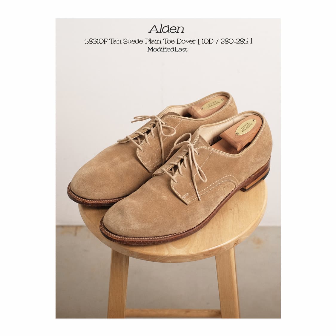 알든 58310F 10D(280-285)사이즈 탄 스웨이드 플레인토 더비 상품이미지1