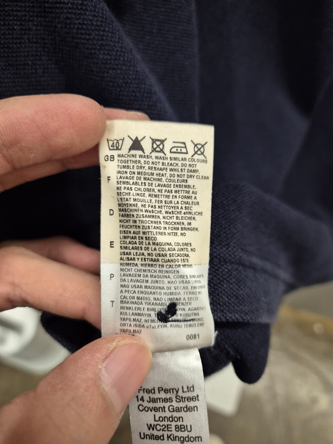 프레드페리 네이비 슬림핏 카라티 M 상품이미지7