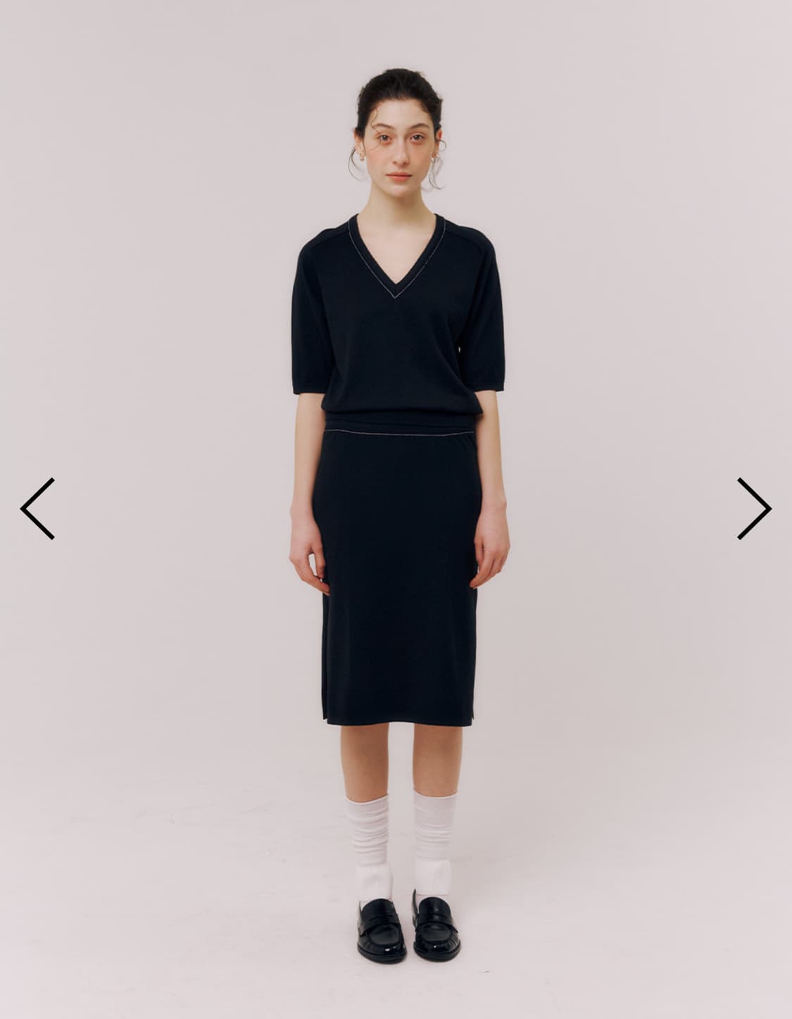 매기 Maggie 하프 슬리브 브이넥 여름 니트 상품이미지6