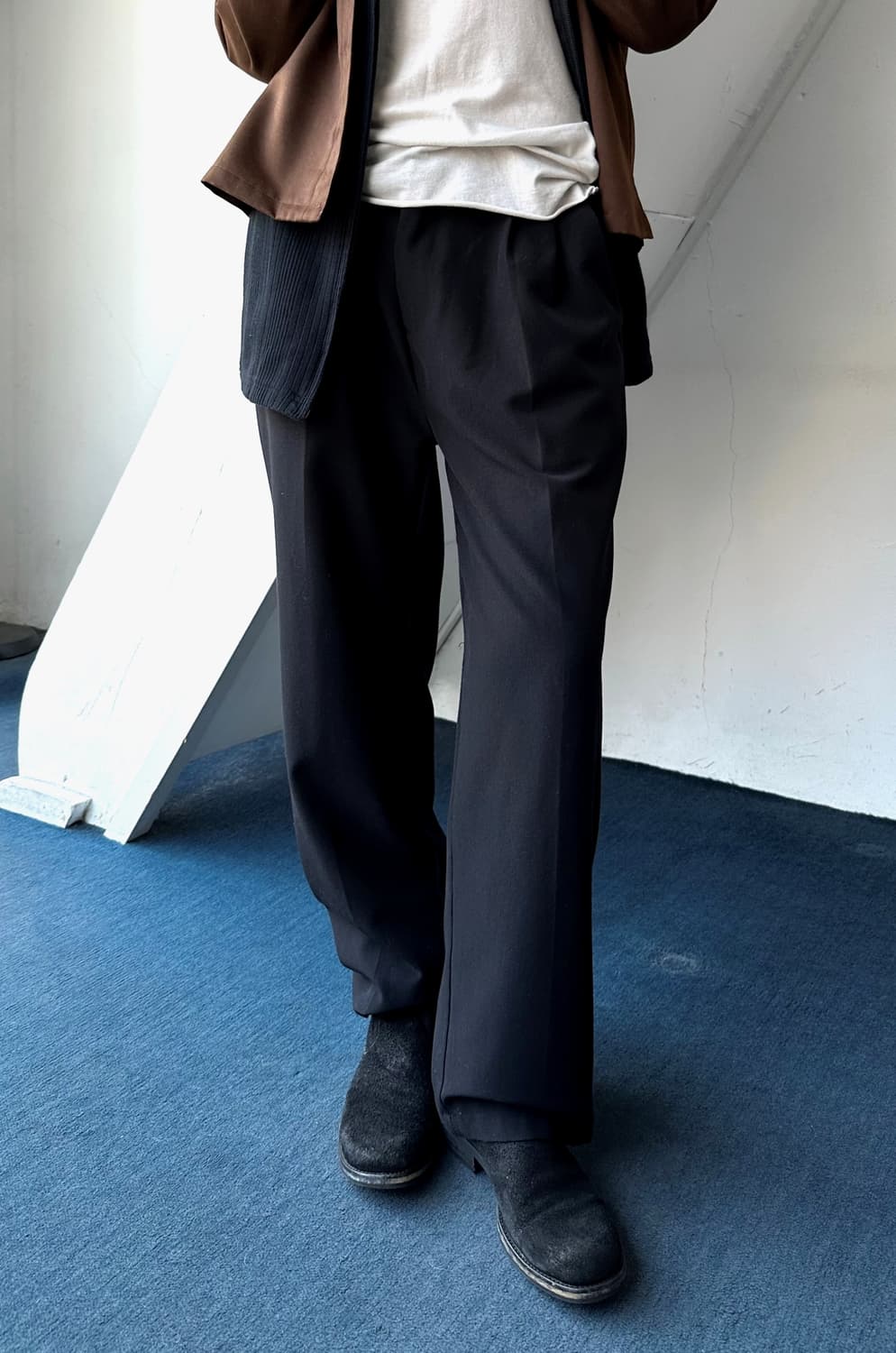 Poly rayon 2 tuck wide straight easy tro 상품이미지6