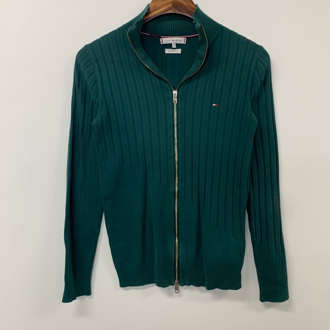타미힐피거 투웨이 그린 골지 니트집업  상품이미지2