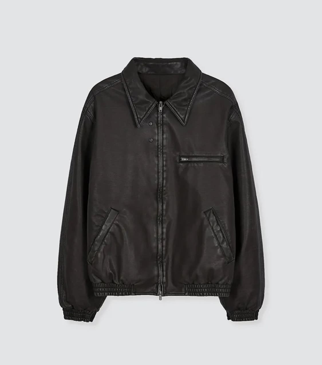 엠엠아이씨 인서트 레더 봄버 블랙 상품이미지1