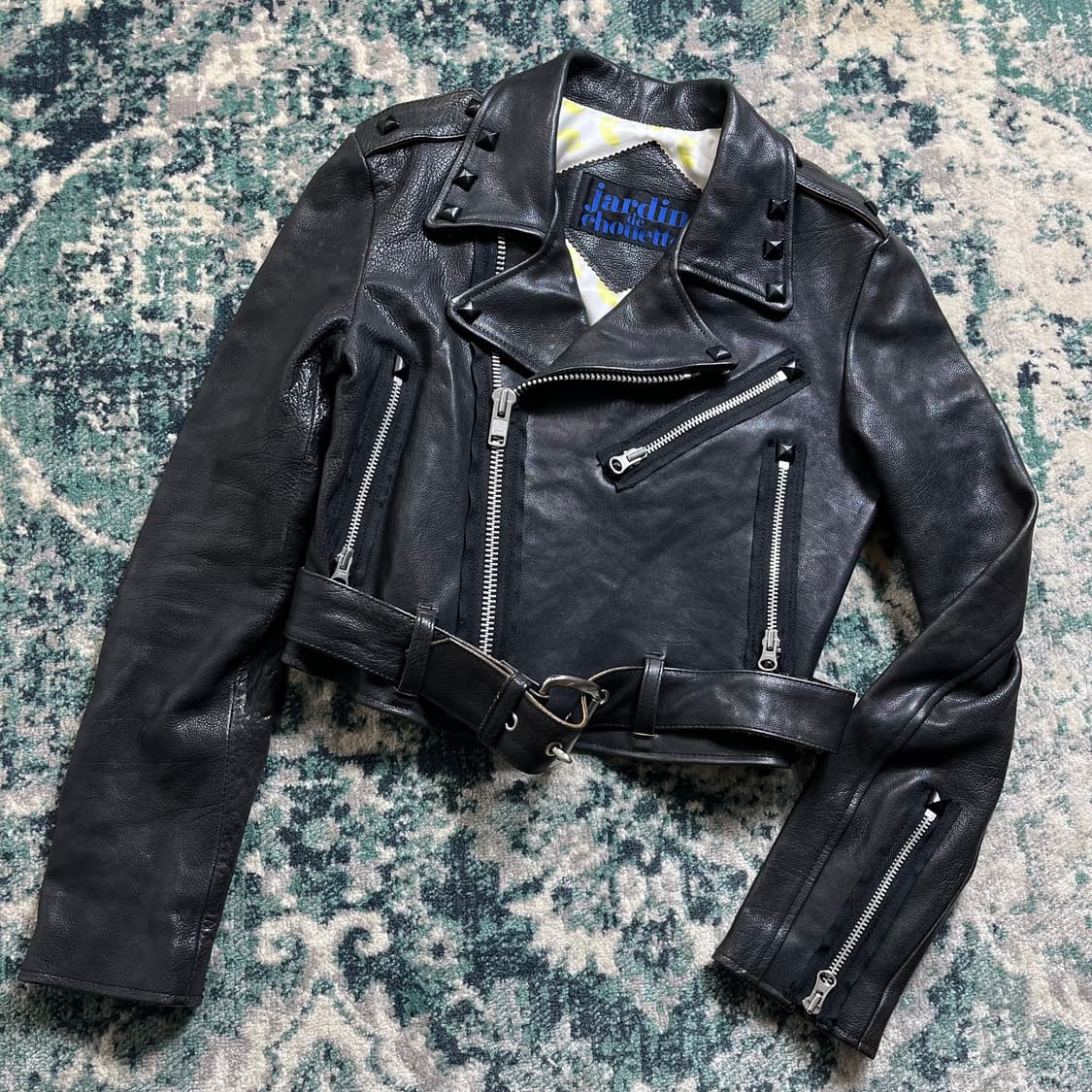 Jardin 쟈뎅 드 슈에뜨 가죽 라이더 바이커 자켓(S) 상품이미지6