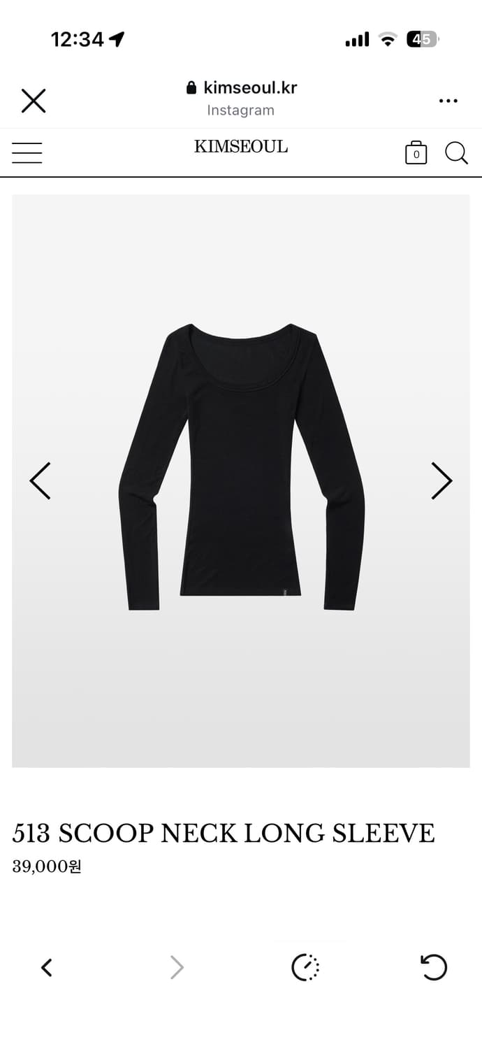 새상품)킴즈서울 SCOOP NECK LONG SLEEVE 블랙 상품이미지1