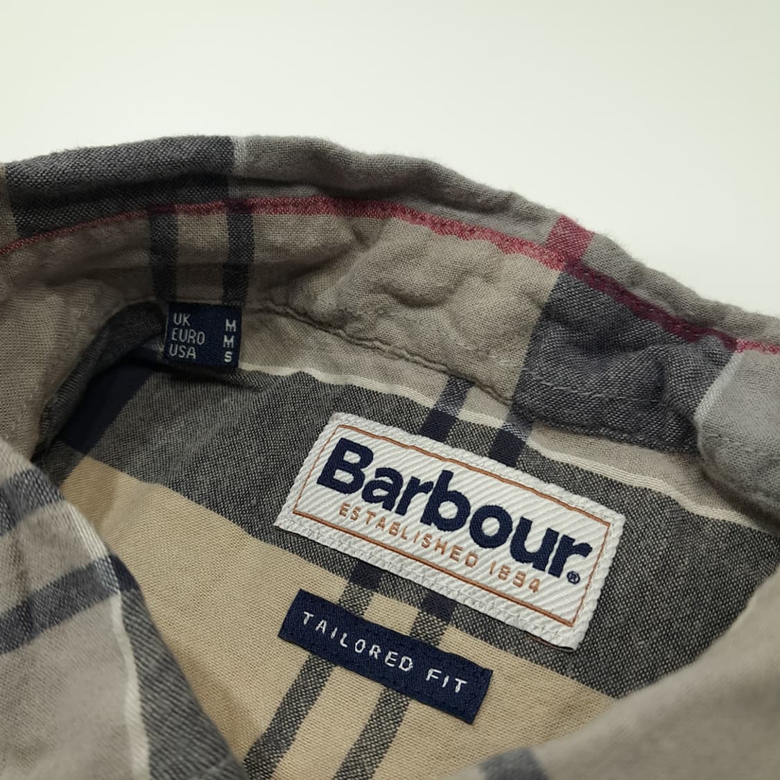 CL298 M 바버 버튼다운 타탄 베이지 셔츠 남방 상품이미지3