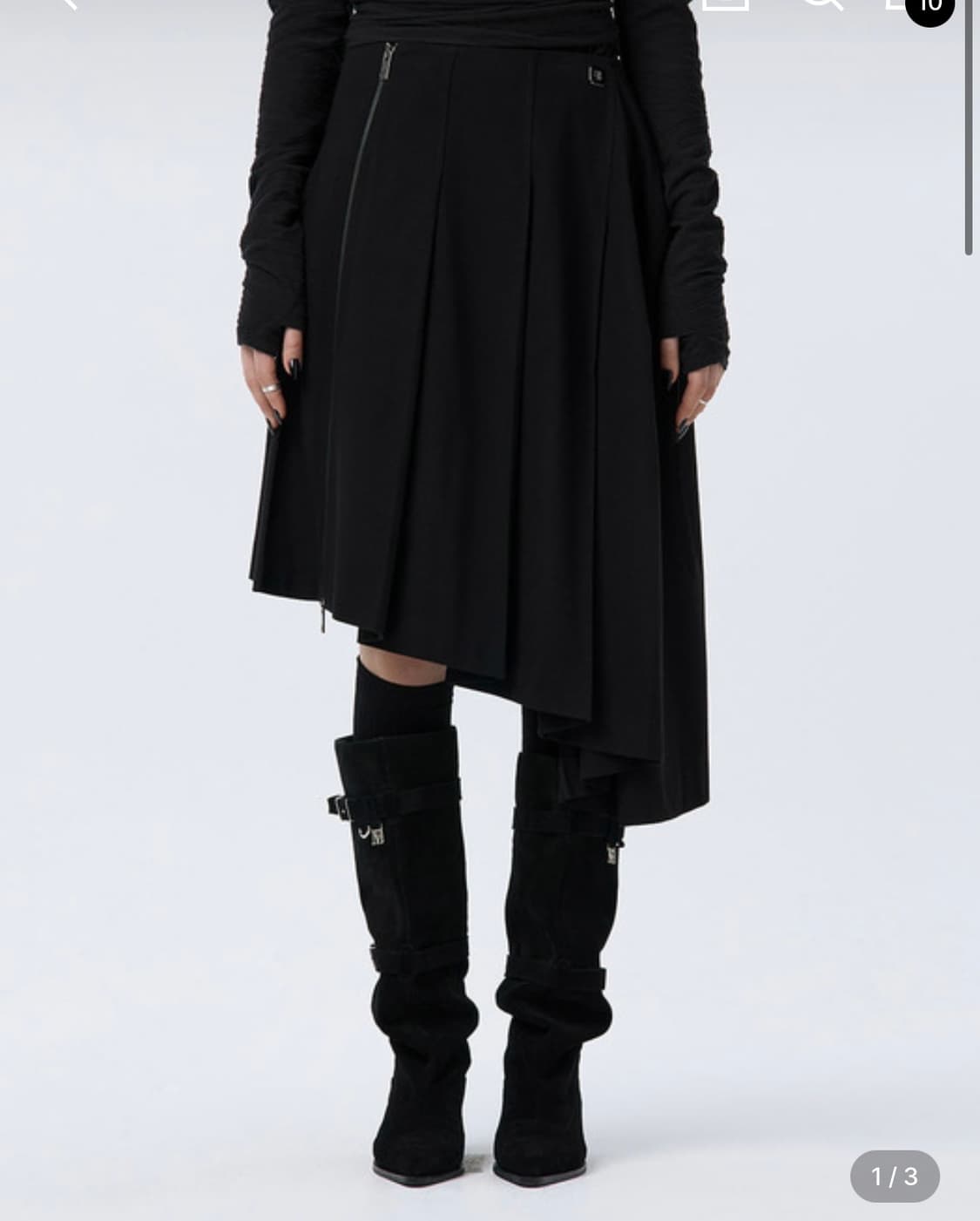 트밍 Pleated Asymmetric Skirt [ Black ] 1 상품이미지1