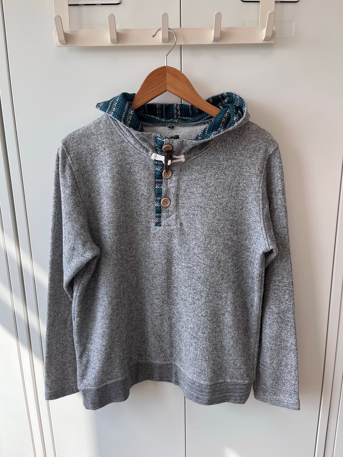 Vintage 더플 단추 그레이 후드티 상품이미지7