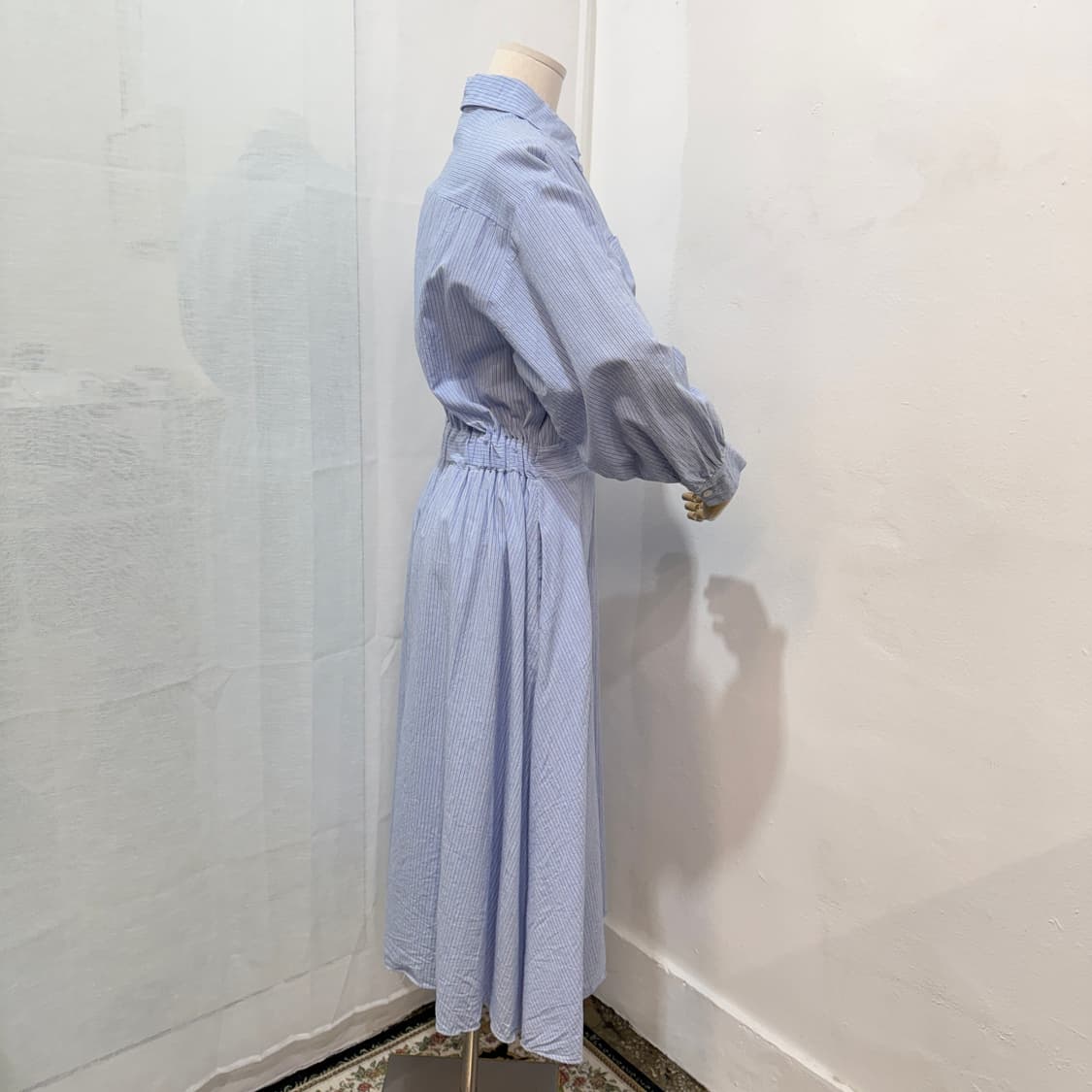 허리밴딩 스트라이프 줄무늬 롱원피스 셔츠롱원피스 3081 상품이미지4