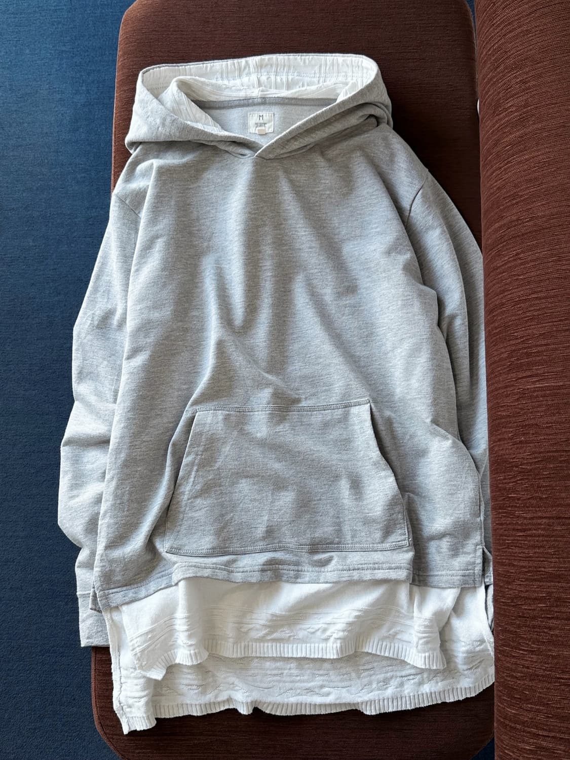 Design fake layered hooded sweat P/O 상품이미지1