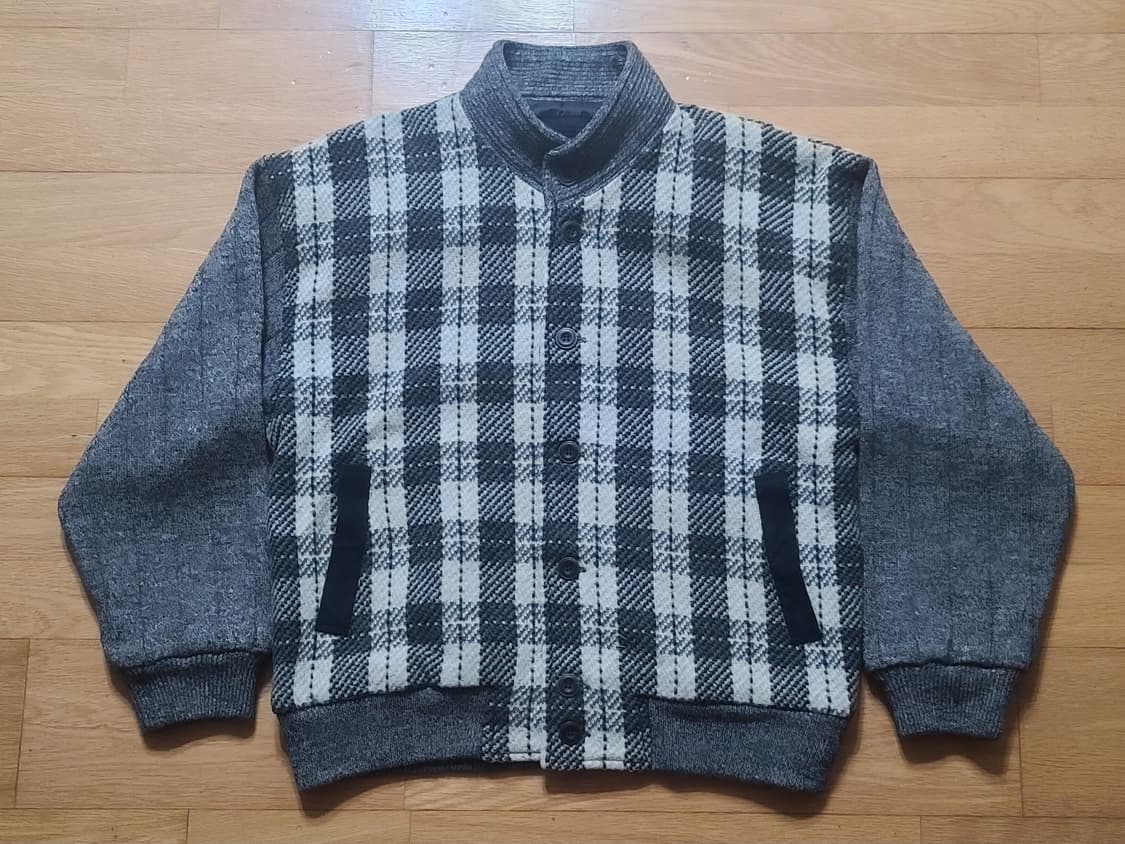 Gran Signore 일본빈티지 90's 체크 모직 블루종 자켓 M 상품이미지7