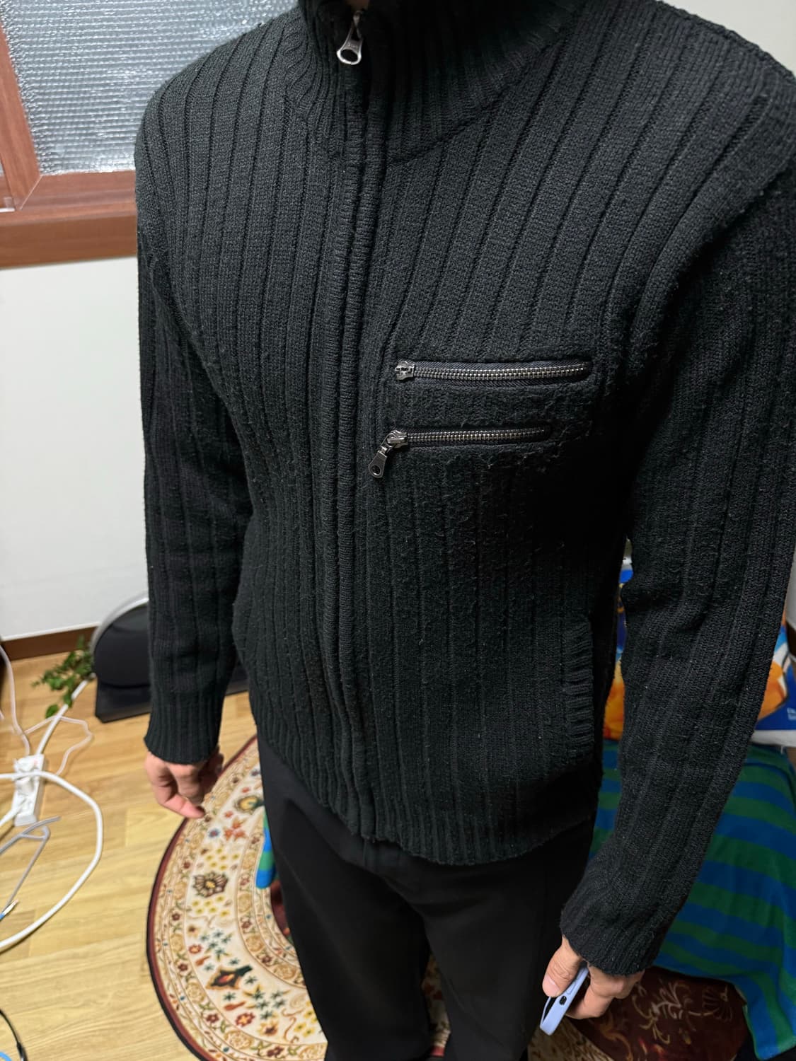 일본 빈티지 지퍼 집업 가디건 블랙 상품이미지3