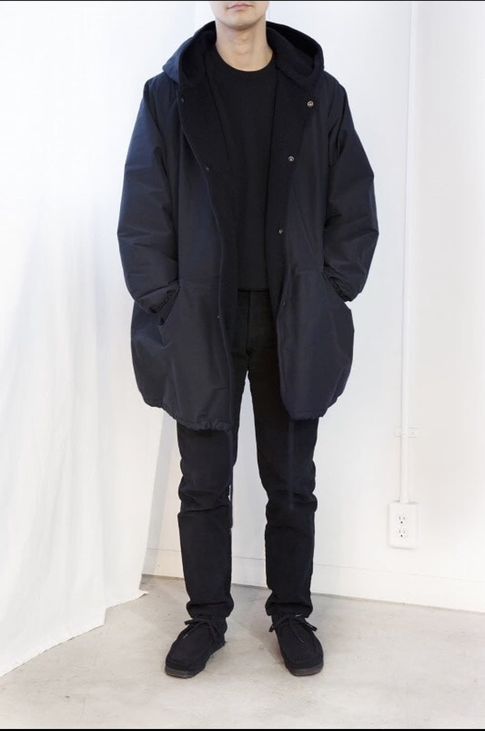 comoli 코모리 코튼 실크 후드 코트 상품이미지2