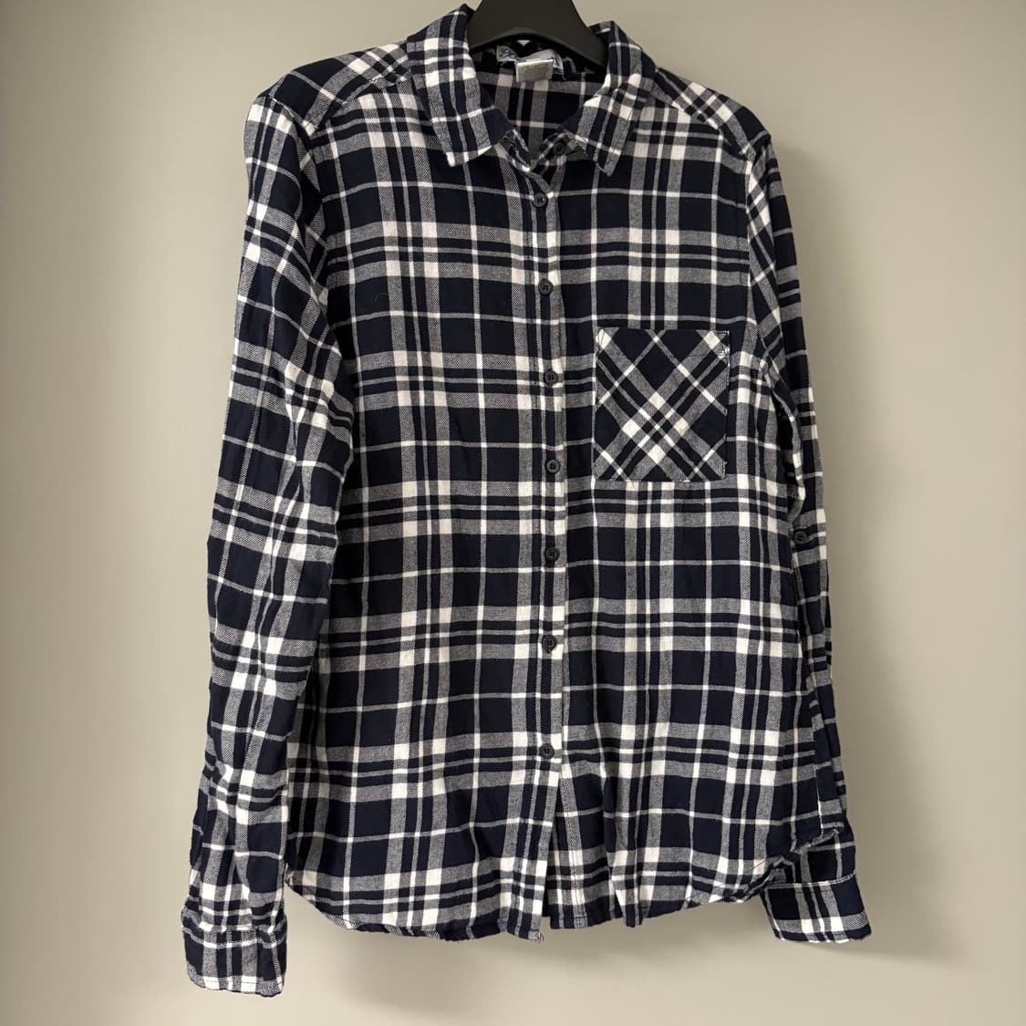navy checked shirt M 상품이미지1